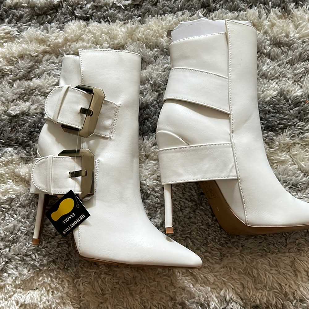 Brand new white booties